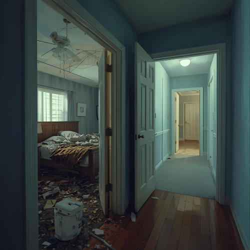 rommelige kamer verstopt in een schoon huis